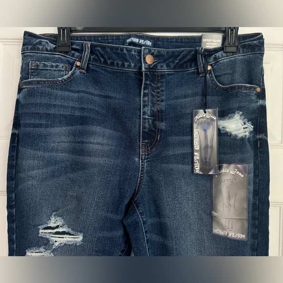 NWT Indigo Fusion Distressed Ankle Skinny Jeans, Size 18 - Picture 2 of 11